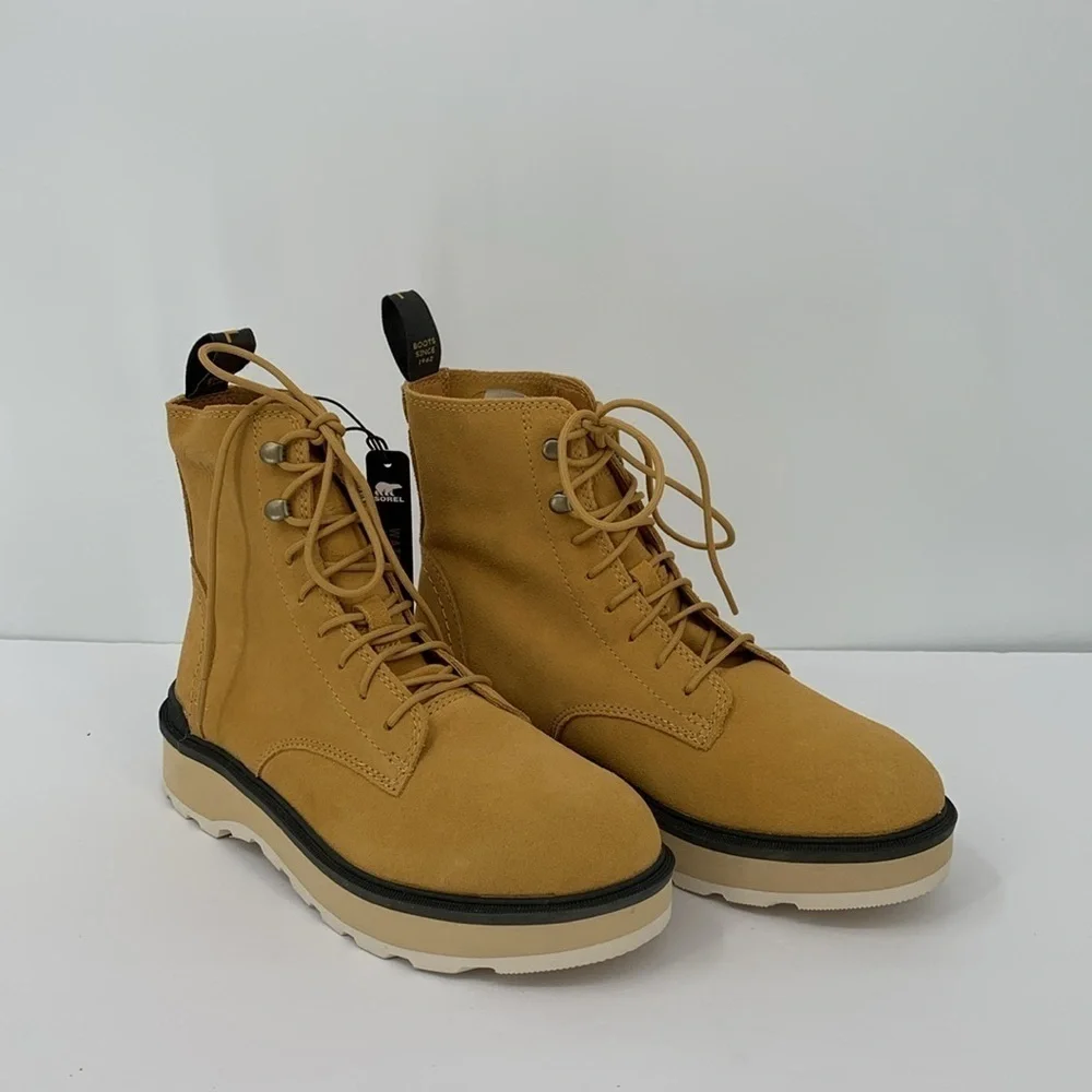 Sorel Hi-line lug boots suede leather waterproof chunky shoe winter tan new 7